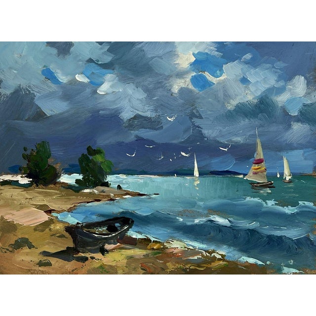 Oil Painting Sea Tide Before the Storm Yuriy Suprunchuk For Sale