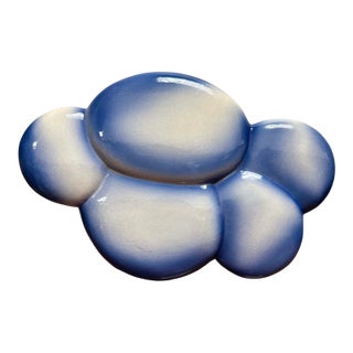 Vintage Christine T Porcelain Cloud Wall Sculpture #414 – Blue Gradient Ceramic Wall Hanging For Sale
