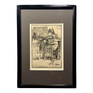 1909 Antique Salzburg Aquatint Etching by Luigi Kasimir Signed in Pencil For Sale