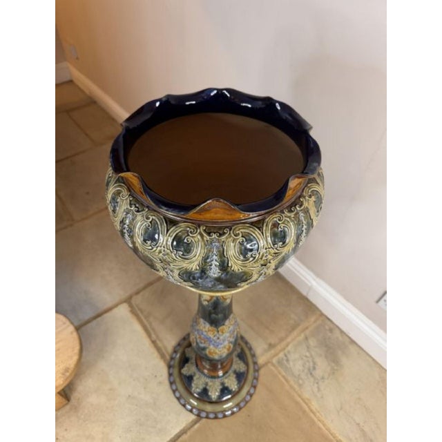 Antique Art Nouveau Jardinière from Royal Doulton, 1910, Set of 2 For Sale - Image 4 of 7