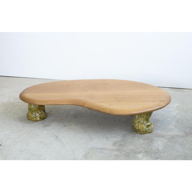 White Oak and Glazed Ceramic Coffee Table by Alexander Knysch For Sale - Image 4 of 15