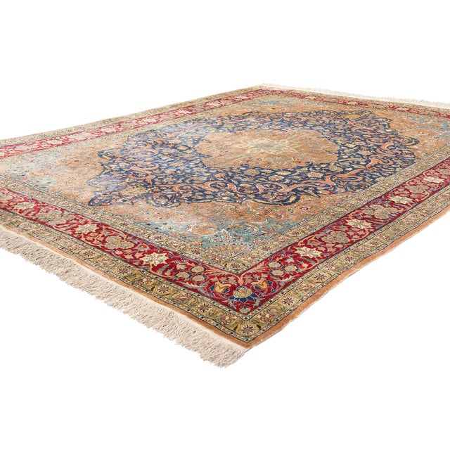 79159 Vintage Turkish Silk Hereke Rug, 07'00 x 09'08. The Sultan’s Reverie: A Vintage Turkish Silk Hereke Masterpiece of...