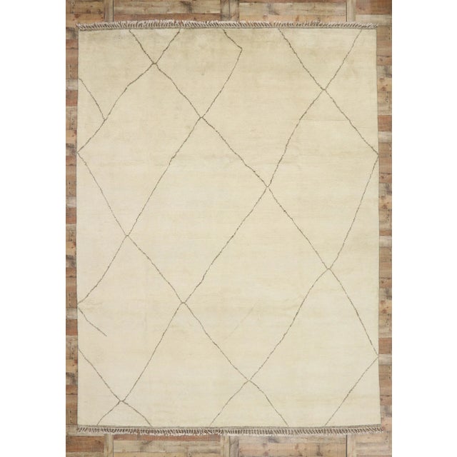 2010s Lage Neutral Moroccan Rug, 10'04 X 13'09 For Sale - Image 9 of 10