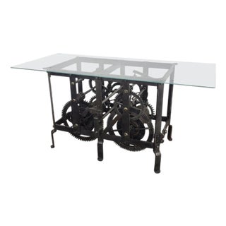 18th Century Italian Wrought Iron Church Tower Turret Clock Console Side Table For Sale