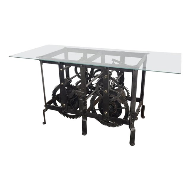 18th Century Italian Wrought Iron Church Tower Turret Clock Console Side Table For Sale