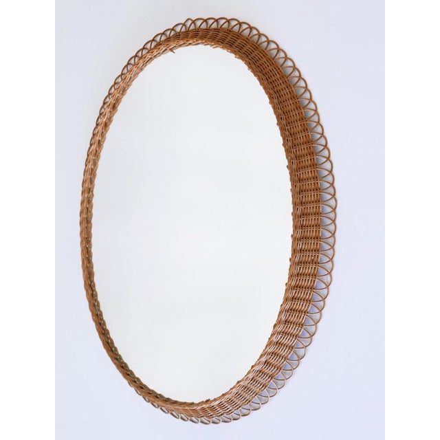 Mid-Century Modern Rattan Oval Wall Mirror Germany, 1960s For Sale - Image 13 of 18