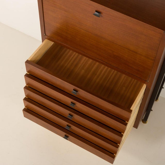 Vintage Italian Floor to Ceiling Wall Unit with a Bureau or a Bar Cabinet, 1960s For Sale - Image 10 of 18