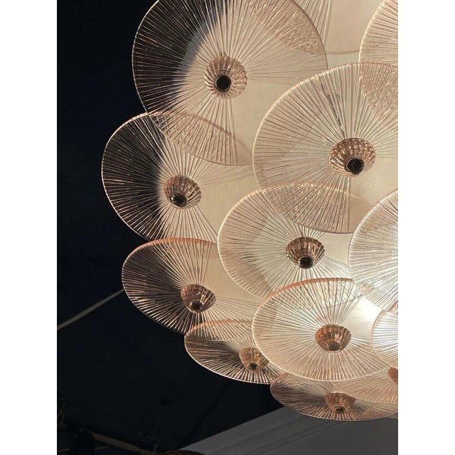 Modern Murano Glass Pink Disc Flush Mount Chandelier For Sale - Image 4 of 8
