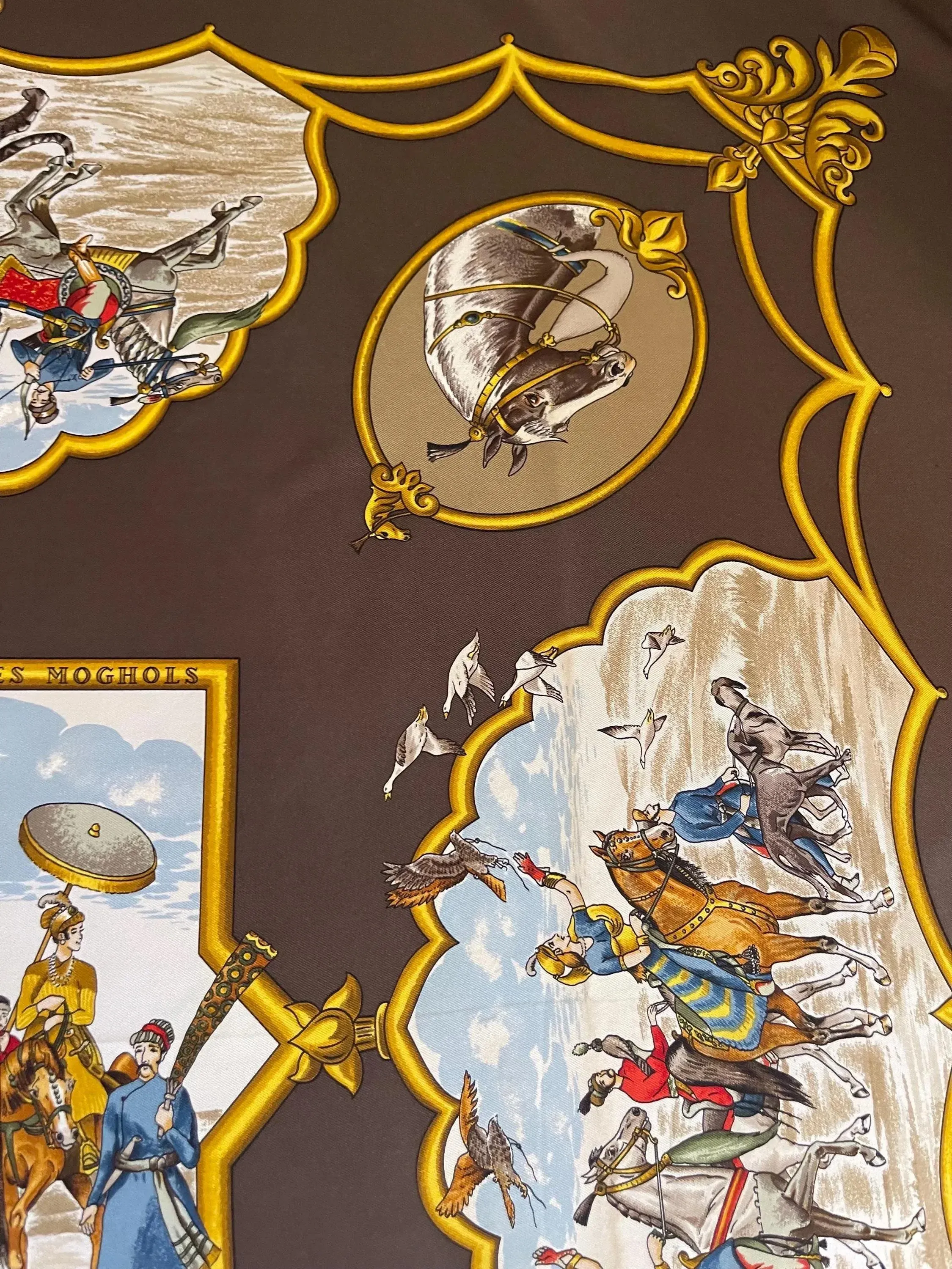 Hermès Silk Scarf “Les Chevaux Des Moghols” 1997 | Chairish