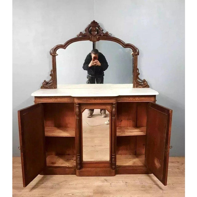 English Style Napoleon III Walnut Sideboard with Projecting Front For Sale - Image 3 of 6