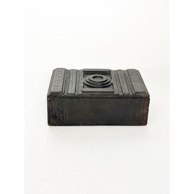 Black Embossed Leather Box, France, 1950s For Sale - Image 3 of 12