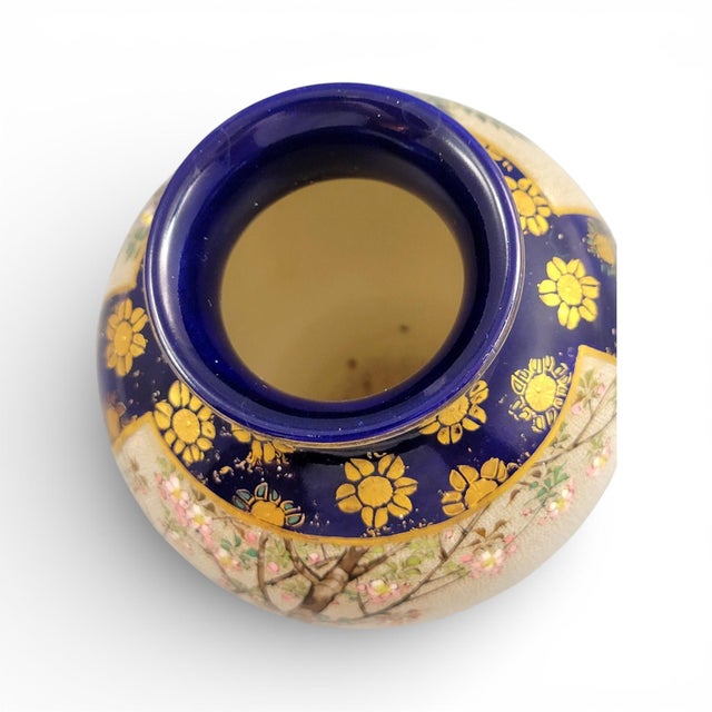Meiji Kinkozan Kyoto Satsuma Vase in Cobalt Blue & Gilt Moriage, 1895 For Sale - Image 10 of 14