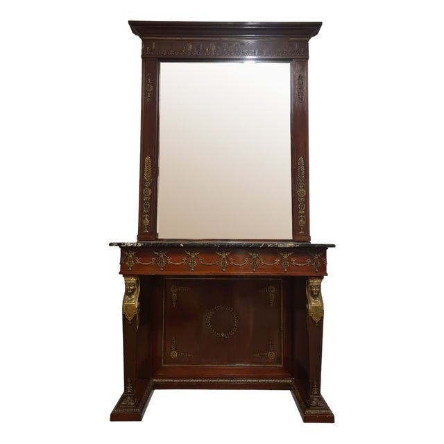 Empire Console Table with Retour Degypte Style Mirror For Sale