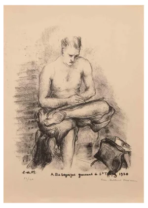 Luc-Albert Moreau, Man Sitting, Early 20th Century, Lithograph