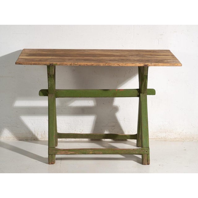 Wood Trestle Table in Pine Wood, Central Europe, 1900 For Sale - Image 7 of 11