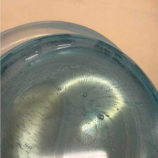 Italian Sculptural Aquamarine Blue Murano Glass Vases by Cenedese, 2000s, Set of 2 For Sale - Image 9 of 10