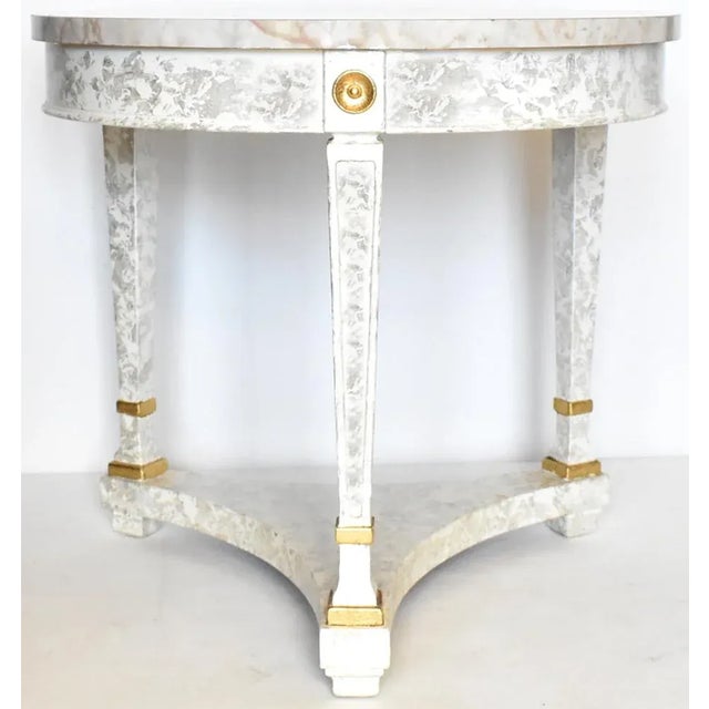 Vintage Neoclassical Round Faux Marble Side Table For Sale - Image 12 of 12