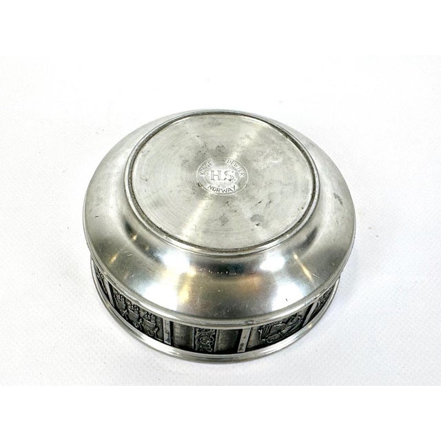 Metal Vintage Norwegian Bowl with Viking Scenes from Konge Pewter H.S., 1960s For Sale - Image 7 of 12