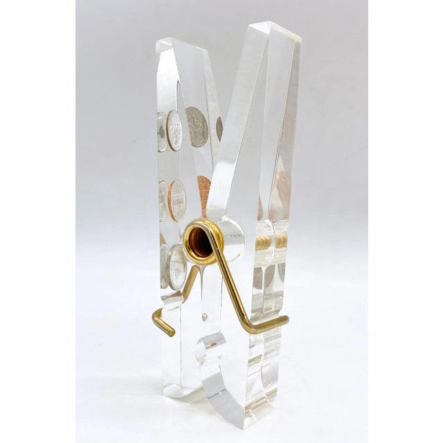 Transparent 1970's Pop Art Lucite and Coin Clothespin Sculpture For Sale - Image 8 of 13
