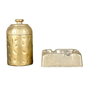 Mid-Century Brutalist Brass Smokers Set, Set of 2
