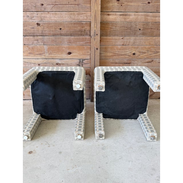 Billy Baldwin Pair of Vintage Billy Baldwin Attributed Upholstered Parsons Ottomans For Sale - Image 4 of 12