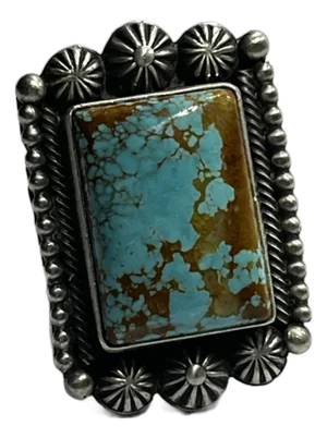 1990s Henry Calladito, Sterling Silver and Turquoise Native American Ring, Size 9