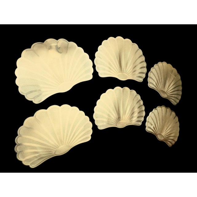 1990s Gold Clamshell Sea Shell Placemats - Set of 6 For Sale In Charlotte - Image 6 of 14