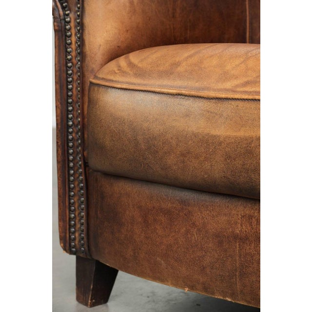 English-Style Club Chair in Sheepskin Leather For Sale - Image 12 of 14