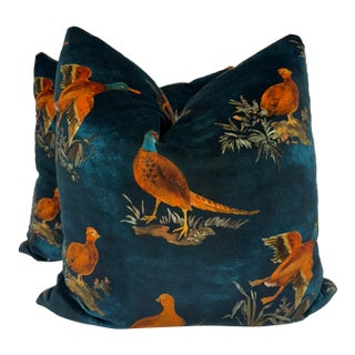 Mulberry "Game Show" in Teal 22" Pillows-a Pair For Sale