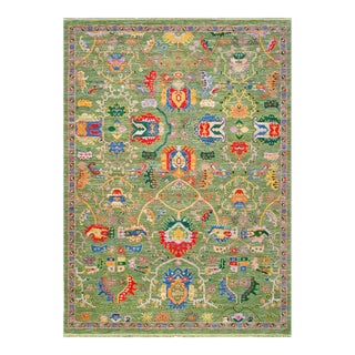 Pasargad Home Oushak Wool Green Area Rug-10' 1'' X 14' 0'' For Sale