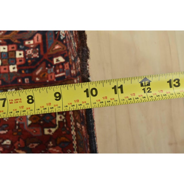 Vintage Karajeh Rug 4'10'' X 6'2'' Red Wool Tribal Hand-Knotted Oriental Carpet For Sale - Image 13 of 15