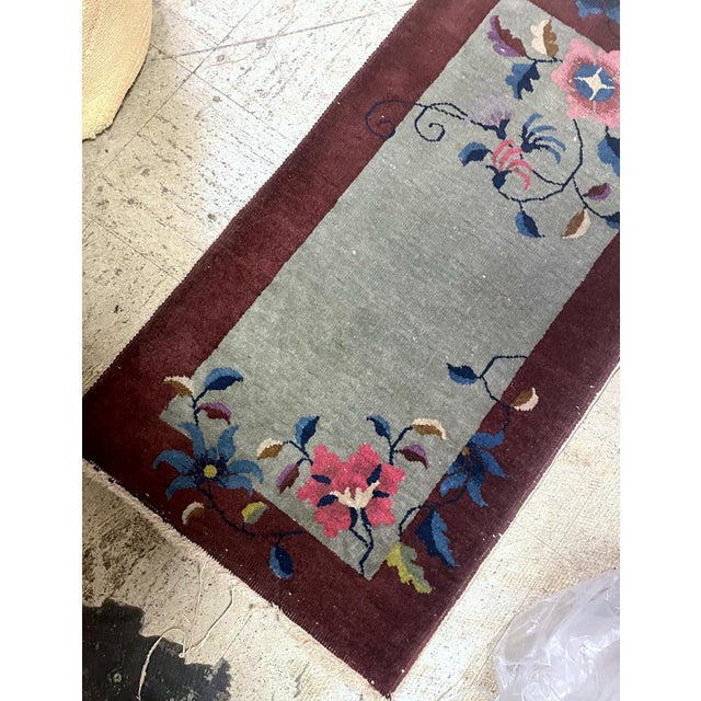 Antique Chinese Art Deco Rug 2.1' X 4.1' (64cm X 125cm) 1920s For Sale In New York - Image 6 of 6