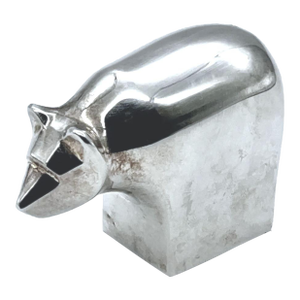 Dansk Modernist Bear Animal Figure Paperweight Silver Plated by Gunnar Cyren