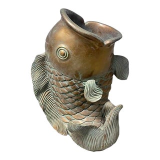 1970s Extra Large Brass Fish Planter For Sale