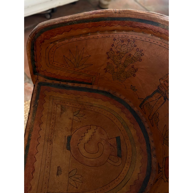 Vintage Equipale Folk Art Leather Chair From Mexico 1930’s-40’s For Sale In Seattle - Image 6 of 11
