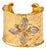 Diamond & Gold Band Floral Chunky Cuff Ring, Size 4 For Sale