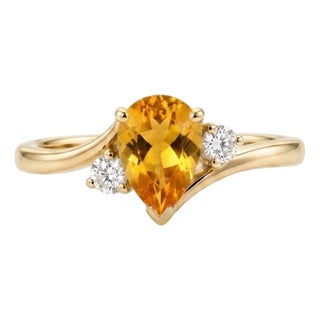 Citrine Engagement Ring | Wedding Promise Ring | Asymmetric Bypass Ring Us 7 For Sale