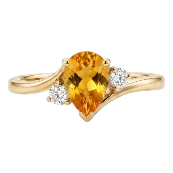 Citrine Engagement Ring | Wedding Promise Ring | Asymmetric Bypass Ring Us 7 For Sale