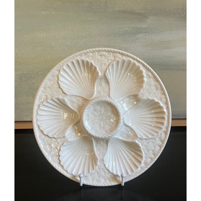 1960s Vintage French Longchamp White Oyster Plate For Sale - Image 5 of 11