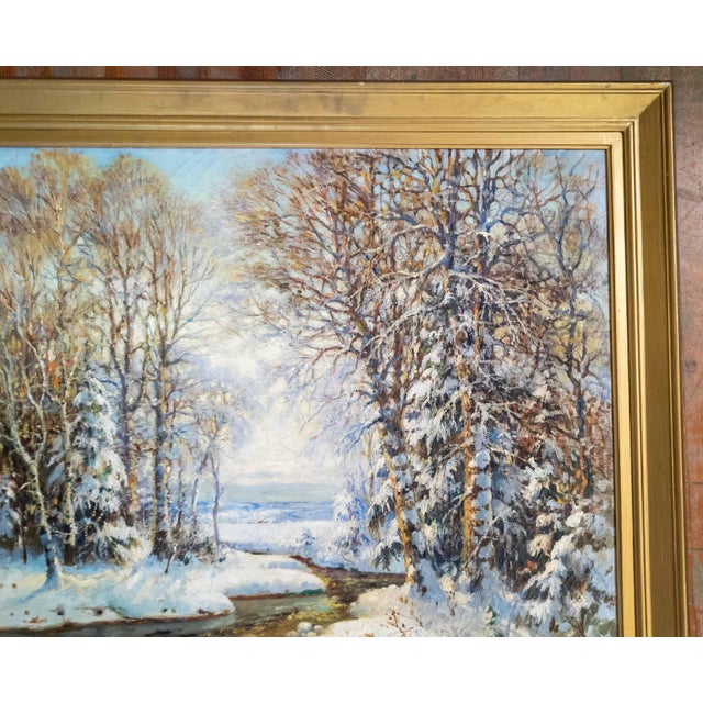 Early 20th Century American Impressionist Winter Wonderland Landscape Painting by George Young Kauffman For Sale - Image 4 of 18