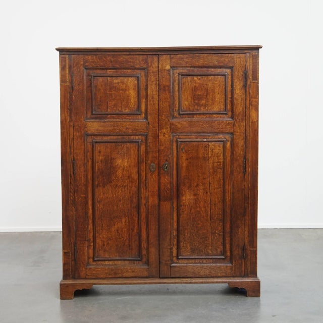 Antique English 2-Door Cupboard with Intarsia Marquetry, 18th Century For Sale - Image 14 of 14