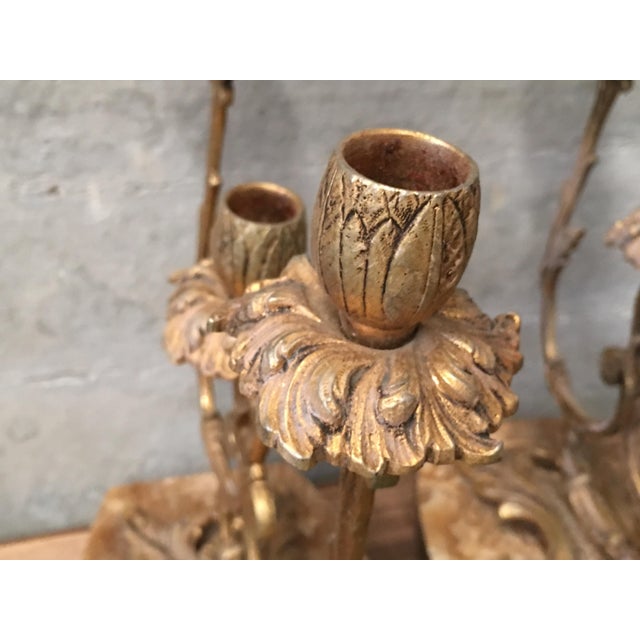 Pair of French Louis XVI Style '19th Century' Three Scroll Arm Candelabras For Sale - Image 9 of 18