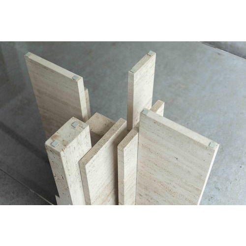 Glass & Travertine Dining Table by Willy Ballez For Sale - Image 17 of 18