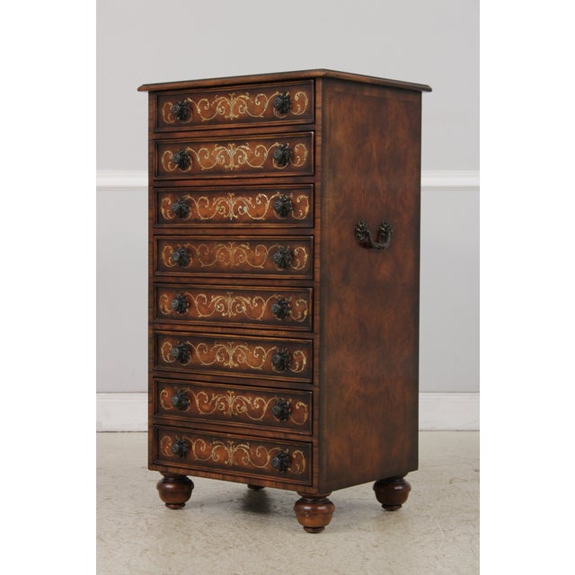 Traditional Theodore Alexander Marquetry Inlaid Chest Semainier For Sale - Image 3 of 16