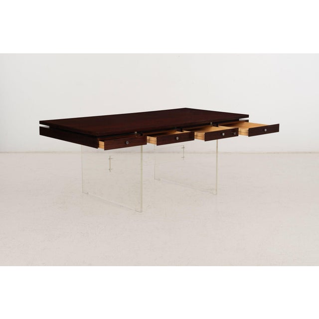 Poul Nørreklit Rosewood and Lucite Executive Desk for Sigurd Hansen, Denmark, 1960s For Sale - Image 17 of 18