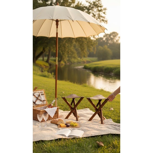 Brown Folding Stools in Teak and Brown Leather, 1970s, Set of 2 For Sale - Image 8 of 18