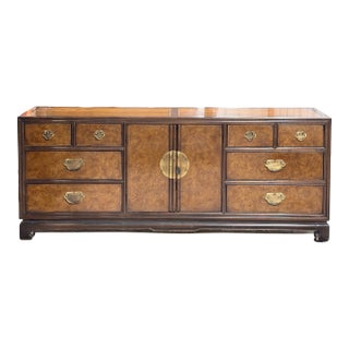 Vintage Drexel Heritage Ta Ming Burlwood Chinoiserie Dresser For Sale