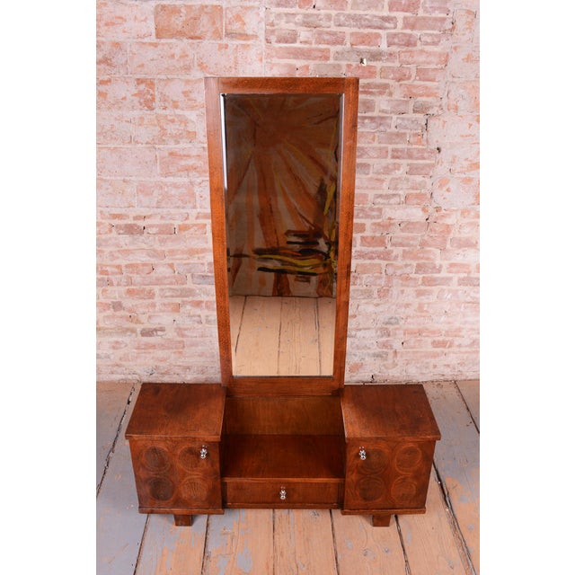 Art Deco Walnut Dressing Table with Mirror, Czech, 1930s For Sale - Image 4 of 13