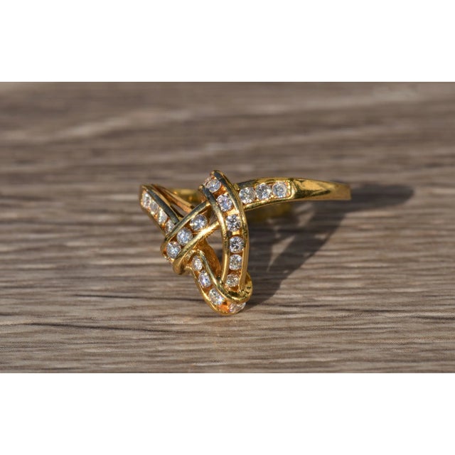 The Firnline: Ladies 14K Gold and Diamond Script Ring For Sale - Image 4 of 8