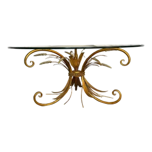 Mid-Century Italian Tole Sheaf of Wheat Gilt Coffee Table